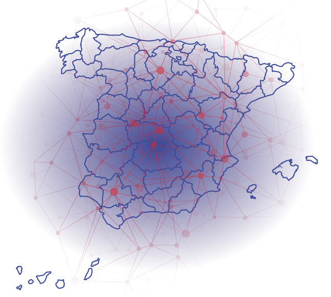 Mapa de España con la red de emplazamientos